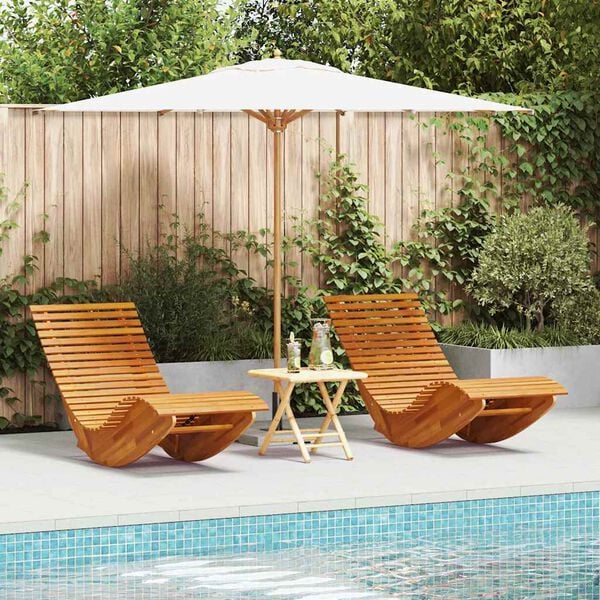 vidaXL Lounger 2-person 2 pcs Brown 154 x 60 x 74 cm Solid Acacia Wood
