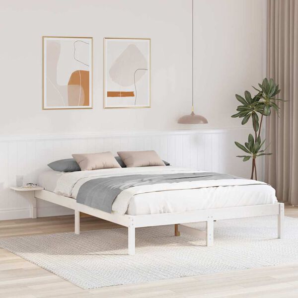 vidaXL Bed Frame White 150 x 200 cm Solid Pine Wood