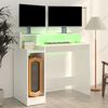 vidaXL Desk with LED Lights High Gloss White 97x45x90 cm Engineered Wood