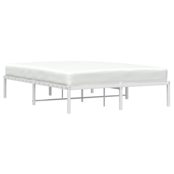 vidaXL Metal Bed Frame without Mattress White 135x190cm