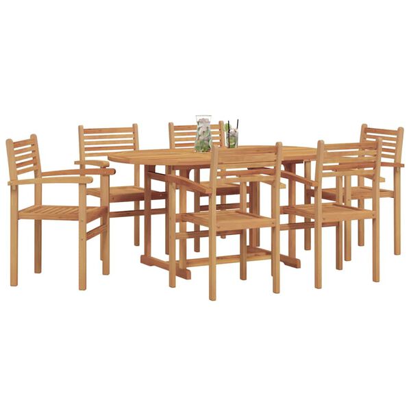vidaXL Garden Dining Set 7 pcs Natural Solid Acacia Wood