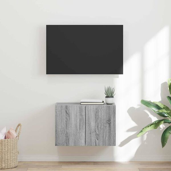 vidaXL TV Wall Cabinet Grey Sonoma 59.5 x 31 x 40 cm Engineered Wood