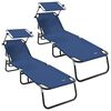 vidaXL Folding Sun Lounger Folding 2 pcs Blue 190 x 57 x 81 cm Oxford