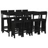 vidaXL 9 Piece Garden Bar Set Black Solid Wood Pine