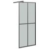 vidaXL Walk-in Shower Wall with Shelf Black 80x195cm ESG Glass&Aluminium