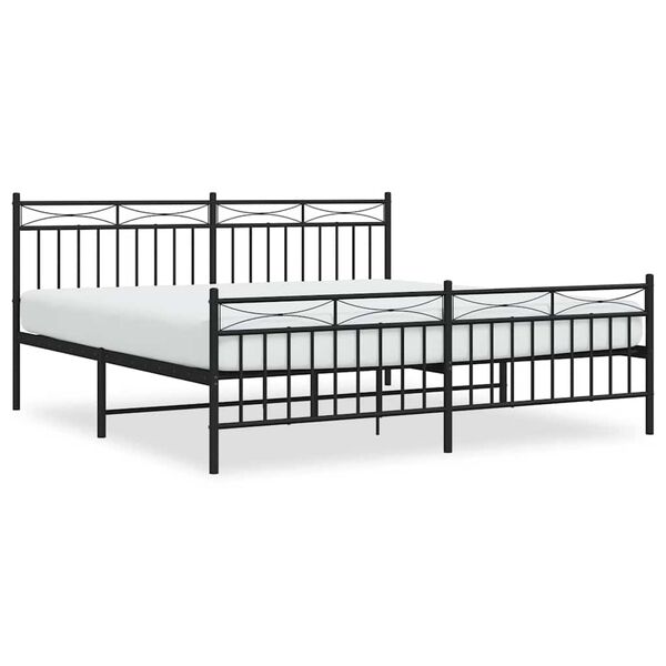 vidaXL Metal Bed Frame without Mattress with Footboard Black 183x213cm