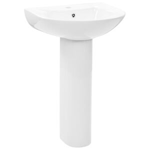vidaXL Freestanding Basin with Pedestal Ceramic White 520x440x190 mm