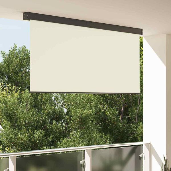vidaXL Outdoor Roller Blind Striped Manual Cream 220 x 250 cm Fabric