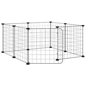 vidaXL 8-Panel Pet Cage with Door Black 35x35 cm Steel