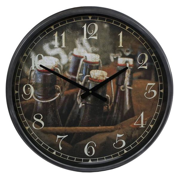 Gifts Amsterdam Wall Clock Bottles in Crate Metal Black 51 cm