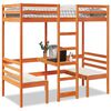 vidaXL Loft Bed Frame with Desk and Chairs Wax Brown 90x190cm Solid Wood Pine