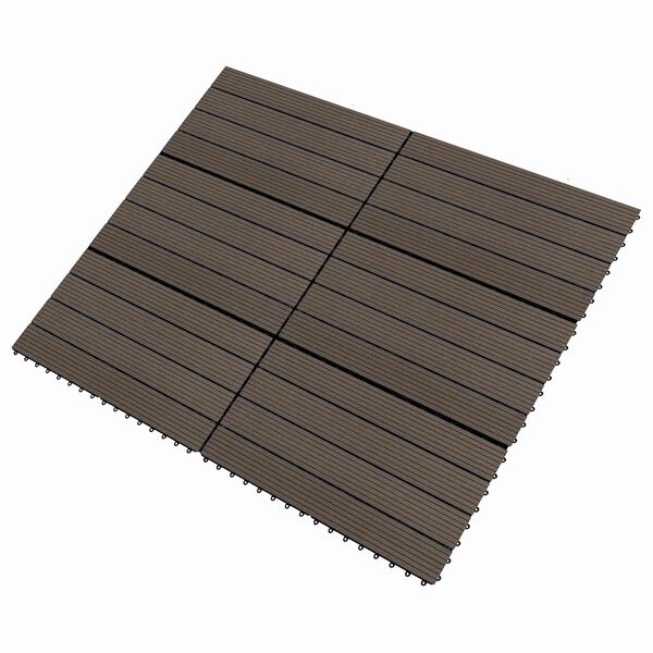 vidaXL Decking Tile 6 pcs Dark Brown 60 x 30 cm WPC