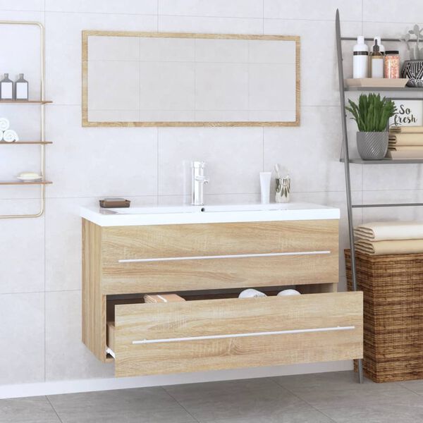 vidaXL 3 Piece Bathroom Furniture Set Sonoma Oak