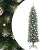 vidaXL Artificial Slim Christmas Tree Green and White 210 cm