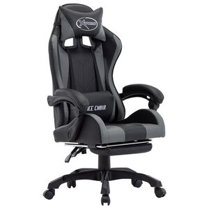 vidaXL Racing Chair with Footrest Grey and Black Faux Leather