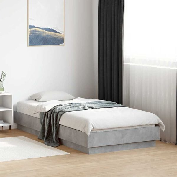 vidaXL Bed Frame without Mattress Concrete Grey 90x190 cm Single