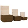 vidaXL Storage Boxes with Lids 3 pcs Honey Brown Solid Wood Pine