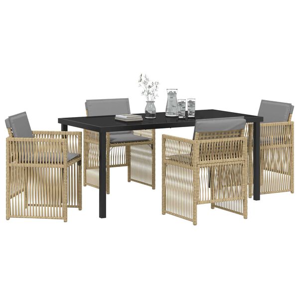 vidaXL Garden Dining Set 5 pcs Beige Powder-Coated Steel