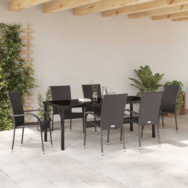 vidaXL Garden Dining Set 7 pcs Brown Powder-Coated Steel