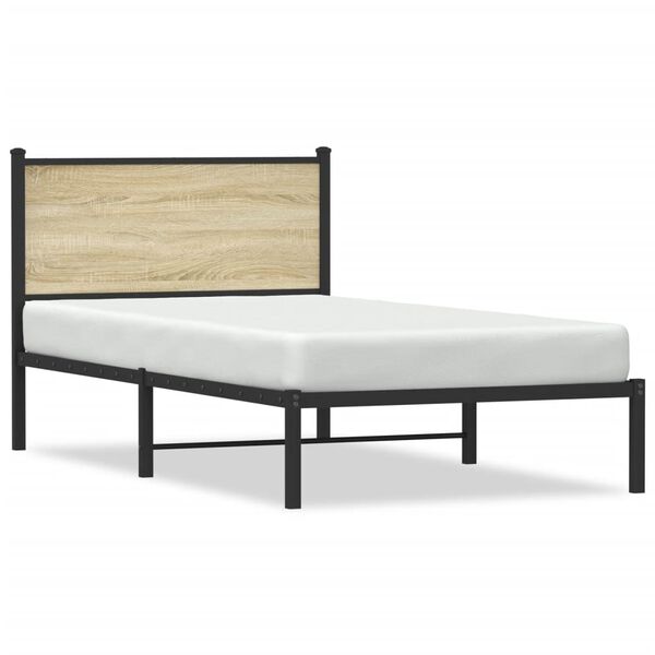 vidaXL Metal Bed Frame without Mattress Sonoma Oak 107x203 cm