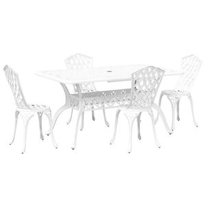 vidaXL Garden Dining Set 5 pcs White Aluminium
