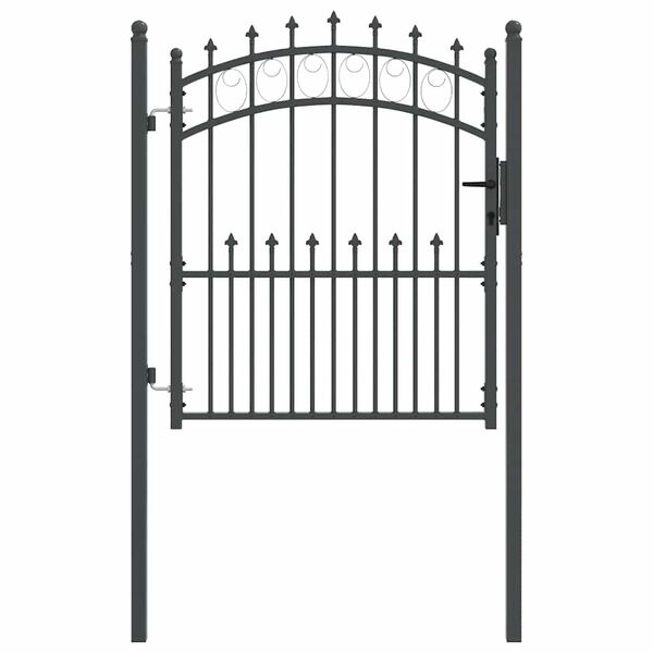vidaXL Fence Gate with Spikes Grey 125 x 100 cm Powder-coated steel