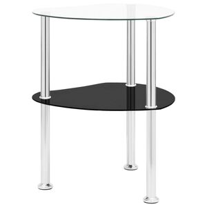 vidaXL 2-Tier Side Table Transparent & Black 38x38x50cm Tempered Glass
