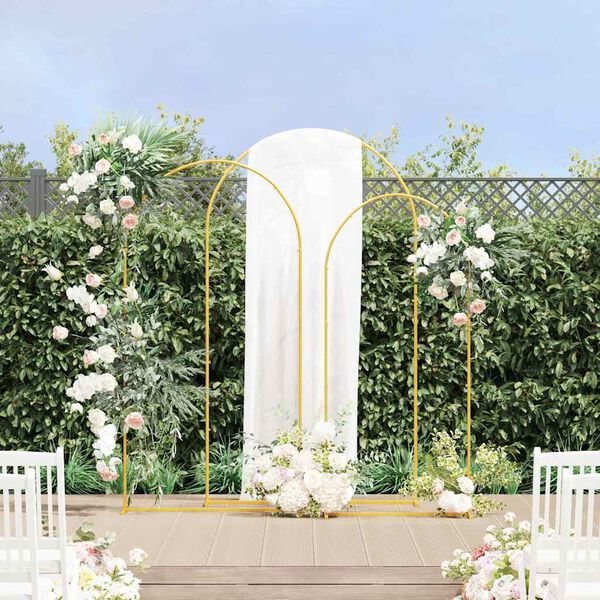 vidaXL Wedding Arch 3 pcs Gold Steel