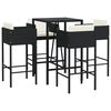 vidaXL 5 Piece Garden Bar Set with Cushions Black Poly Rattan