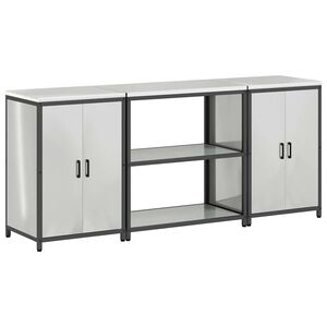 vidaXL Kitchen Storage Set HATTEM 3 pcs Silver Galvanised Steel