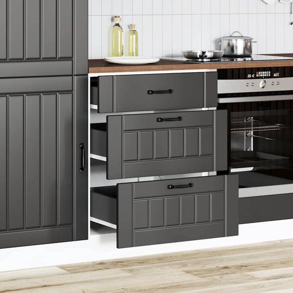 vidaXL Kitchen Base Cabinet "Lucca" Black Engineered Wood