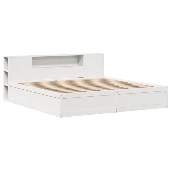 vidaXL Bed Frame without Mattress White 180x200 cm Super King Solid Wood Pine