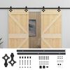 vidaXL Sliding Door 2 pcs Natural and Black Solid Pine Wood