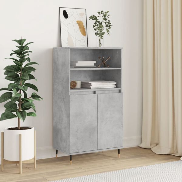 vidaXL Highboard Concrete Grey 60x36x110 cm Engineered Wood