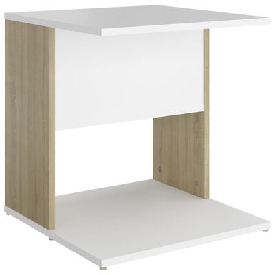 vidaXL Side Table White and Sonoma Oak 45x45x48 cm Engineered Wood
