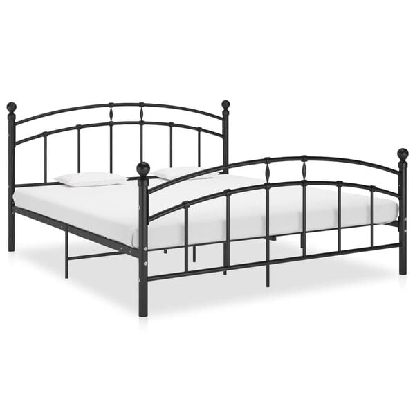 vidaXL Bed Frame with Headboard without Mattress Black 160x200 cm Metal