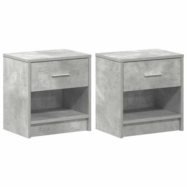 vidaXL Bedside Cabinets 2 pcs with Drawer Concrete Grey 39x28x41 cm