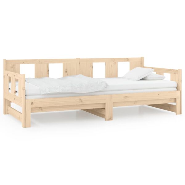 vidaXL Pull-out Day Bed without Mattress Solid Wood Pine 2x(80x200) cm