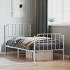 vidaXL Metal Bed Frame without Mattress with Footboard White 90x200cm