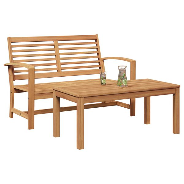 vidaXL Bench 2 pcs Brown Solid Teak Wood