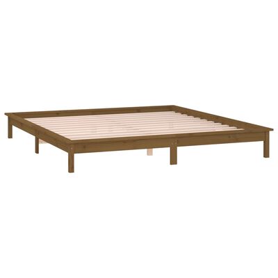 vidaXL LED Bed Frame Honey Brown 120x190cm Small Double Solid Wood
