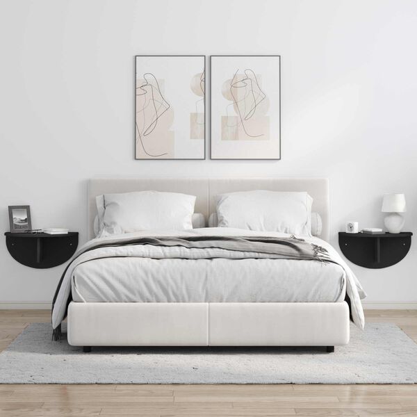 vidaXL Wall Shelf Wall-mounted Black 48 x 24 x 24 cm Engineered Wood