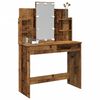 vidaXL Dressing Table with LED Lights Old Wood 96x40x142 cm