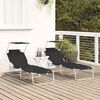 vidaXL Sun Lounger Folding 2-person 2 pcs Black 58 x 188 x 77cm Fabric