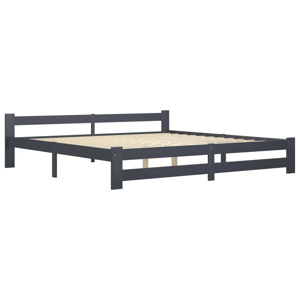 vidaXL Bed Frame without Mattress Dark Grey Solid Pinewood 200x200 cm (322025+321990)