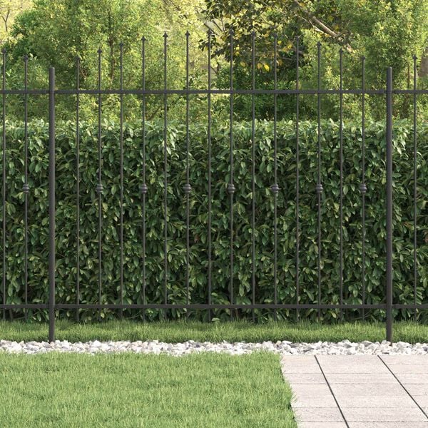 vidaXL Spike Fence Black 200 x 200 cm Powder-Coated Steel