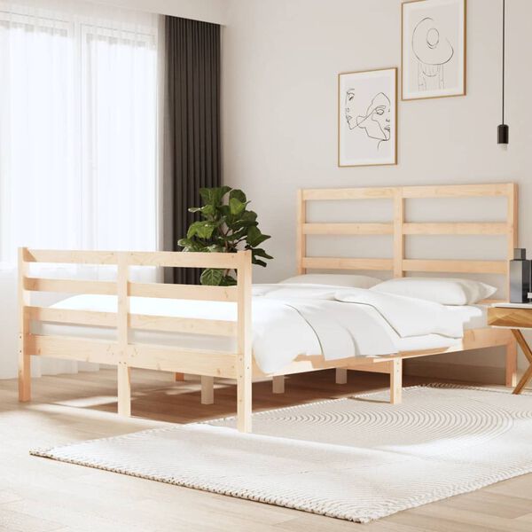vidaXL Bed Frame without Mattress Solid Wood Pine 120x190 cm Small Double