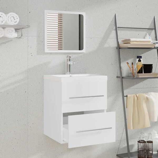 vidaXL Bathroom Cabinet with Mirror White 41x38.5x48 cm Engineered Wood