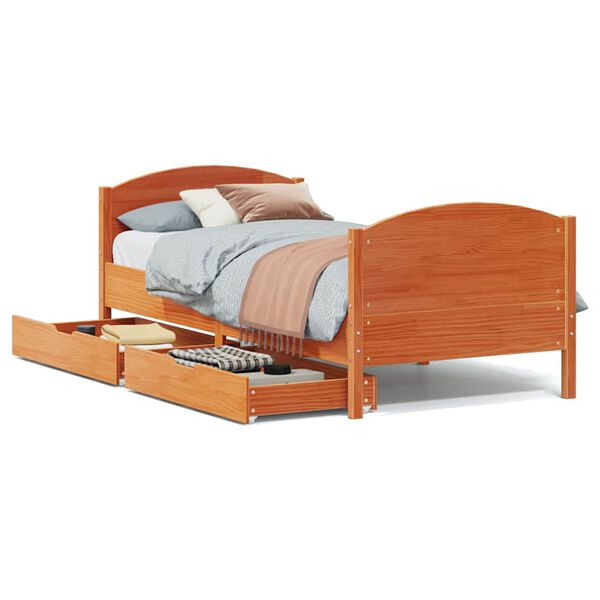 vidaXL Bed Frame without Mattress Wax Brown 90x190 cm Single Solid Wood Pine