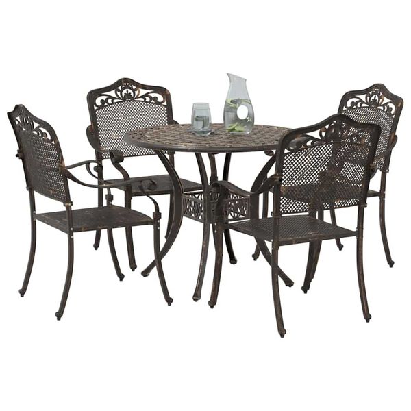 vidaXL Garden Dining Set 5 pcs Bronze 90 x 90 x 75 cm Cast Aluminium
